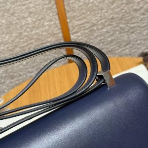 Hermes Constance 24 CM Bag Handmade In Box Calfskin Leather Silver Hardware 73 Blue Saphir - Image 4