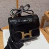 Hermes Constance 24 CM Bag Handmade In Alligator Leather from Mississippi Gold Hardware 89 Noir