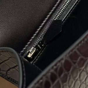 Hermes Constance 24 CM Bag Handmade In Alligator Leather from Mississippi Silver Hardware 89 Noir - Image 12