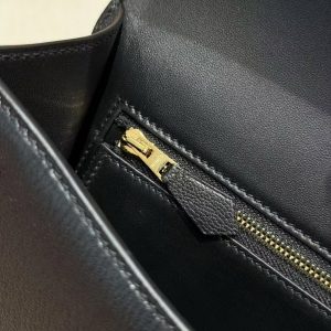 Hermes Constance 24 CM Bag Handmade In Chèvre Calfskin Leather Gold Hardware 89 Noir - Image 7