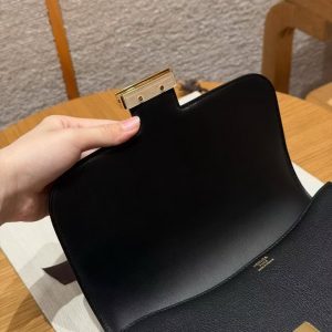 Hermes Constance 24 CM Bag Handmade In Chèvre Calfskin Leather Gold Hardware 89 Noir - Image 5