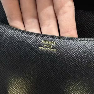 Hermes Constance 24 CM Bag Handmade In Epsom Calfskin Leather Gold Hardware 89 Noir - Image 13