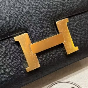 Hermes Constance 24 CM Bag Handmade In Epsom Calfskin Leather Gold Hardware 89 Noir - Image 10