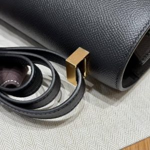 Hermes Constance 24 CM Bag Handmade In Epsom Calfskin Leather Gold Hardware 89 Noir - Image 9
