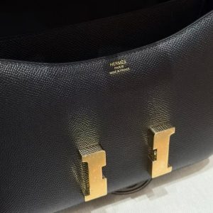 Hermes Constance 24 CM Bag Handmade In Epsom Calfskin Leather Gold Hardware 89 Noir - Image 7