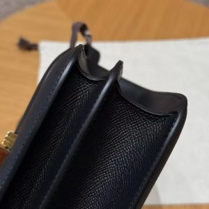 Hermes Constance 24 CM Bag Handmade In Epsom Calfskin Leather Gold Hardware 89 Noir - Image 5