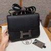 Hermes Constance 24 CM Bag Handmade In Epsom Calfskin Leather Silver Hardware 89 Noir