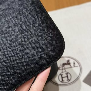 Hermes Constance 24 CM Bag Handmade In Epsom Calfskin Leather Silver Hardware 89 Noir - Image 4