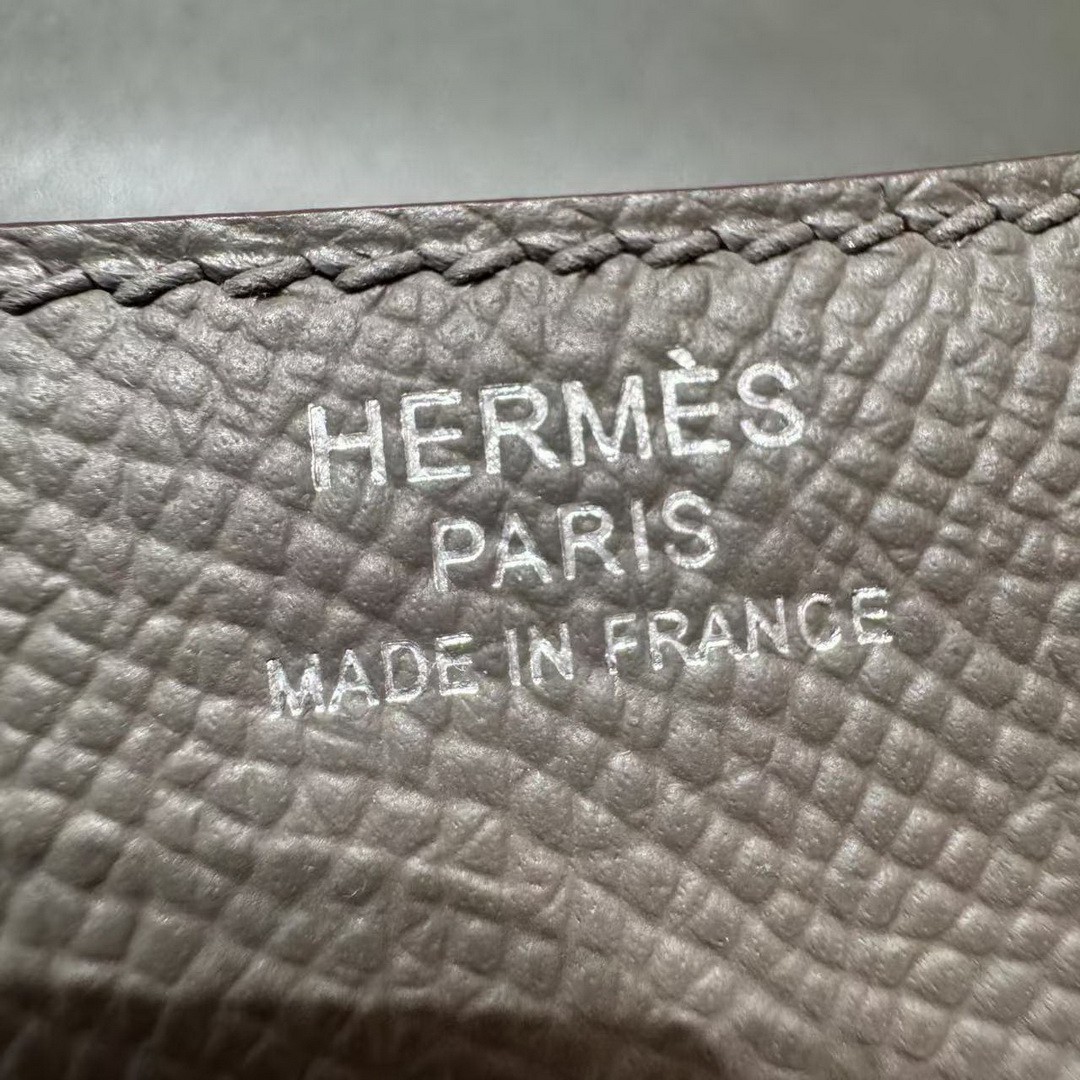 Hermes Constance 24 CM Bag Handmade In Epsom Calfskin Leather Silver Hardware 8F Etain - Image 14