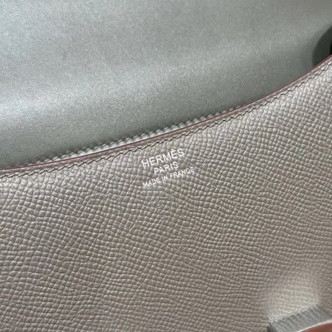 Hermes Constance 24 CM Bag Handmade In Epsom Calfskin Leather Silver Hardware 8F Etain - Image 13