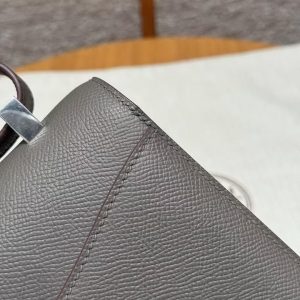 Hermes Constance 24 CM Bag Handmade In Epsom Calfskin Leather Silver Hardware 8F Etain - Image 8