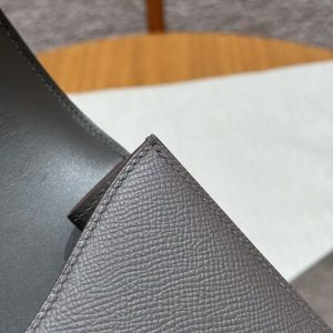 Hermes Constance 24 CM Bag Handmade In Epsom Calfskin Leather Silver Hardware 8F Etain - Image 5