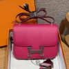 Hermes Constance 24 CM Bag Handmade In Chèvre Calfskin Leather Silver Hardware 90 Framboise