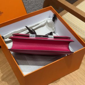 Hermes Constance 24 CM Bag Handmade In Chèvre Calfskin Leather Silver Hardware 90 Framboise - Image 15