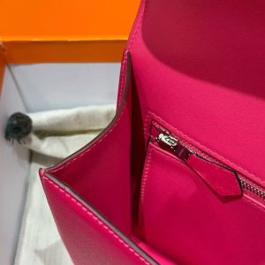 Hermes Constance 24 CM Bag Handmade In Chèvre Calfskin Leather Silver Hardware 90 Framboise - Image 10
