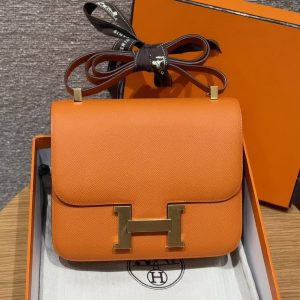 Hermes Constance 24 CM Bag Handmade In Epsom Calfskin Leather Gold Hardware 93 Orange