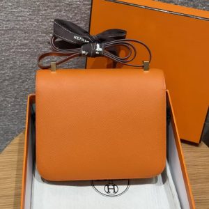 Hermes Constance 24 CM Bag Handmade In Epsom Calfskin Leather Gold Hardware 93 Orange - Image 2