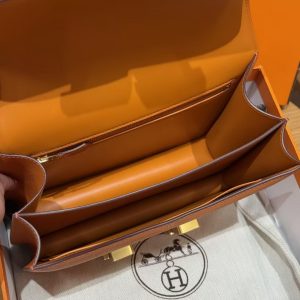 Hermes Constance 24 CM Bag Handmade In Epsom Calfskin Leather Gold Hardware 93 Orange - Image 14