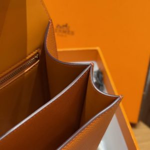 Hermes Constance 24 CM Bag Handmade In Epsom Calfskin Leather Gold Hardware 93 Orange - Image 7