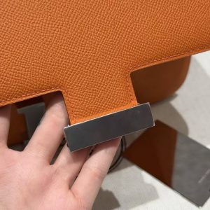 Hermes Constance 24 CM Bag Handmade In Epsom Calfskin Leather Silver Hardware 93 Orange - Image 9