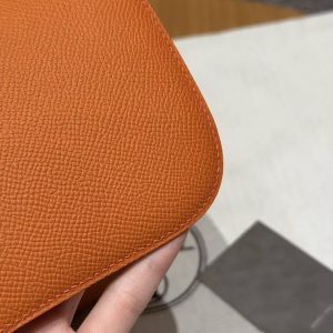 Hermes Constance 24 CM Bag Handmade In Epsom Calfskin Leather Silver Hardware 93 Orange - Image 8