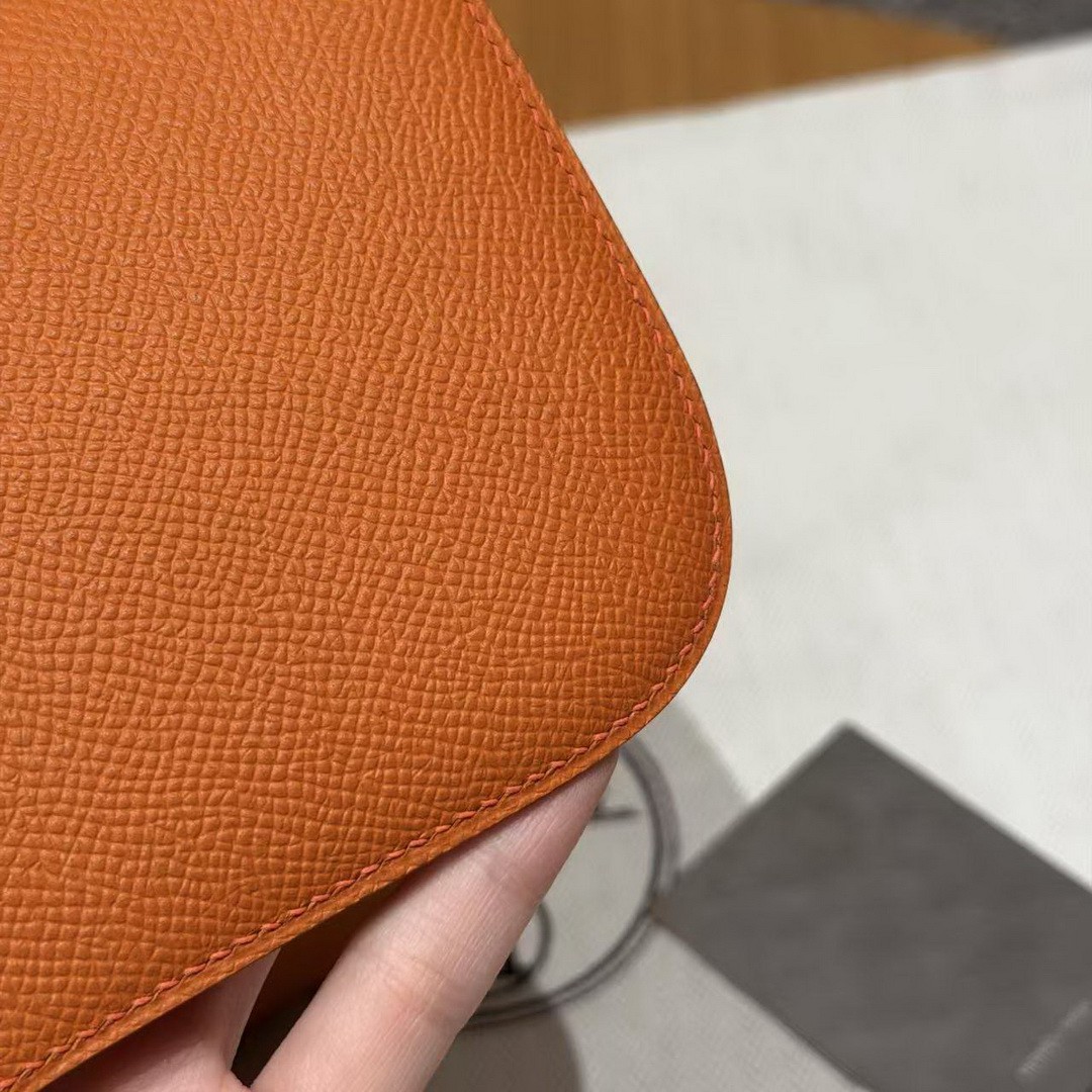 Hermes Constance 24 CM Bag Handmade In Epsom Calfskin Leather Silver Hardware 93 Orange - Image 8