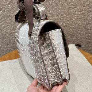 Hermes Constance 24 CM Bag Handmade In Niloticus Leather from Nile Silver Hardware Himalaya - Image 18