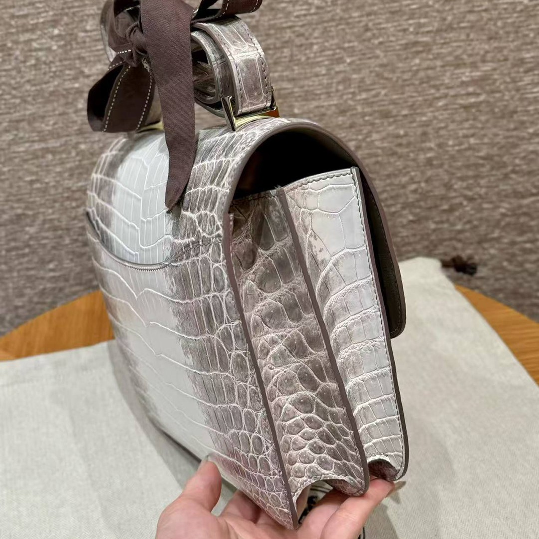 Hermes Constance 24 CM Bag Handmade In Niloticus Leather from Nile Silver Hardware Himalaya - Image 18