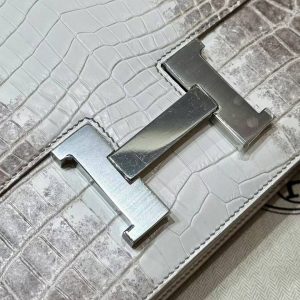 Hermes Constance 24 CM Bag Handmade In Niloticus Leather from Nile Silver Hardware Himalaya - Image 16