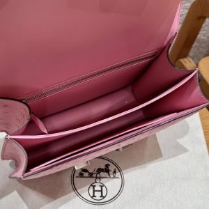Hermes Constance 24 CM Bag Handmade In KK Ostrich Leather from South Africa Silver Hardware L4 Bubble Gum - Image 20