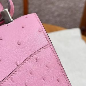 Hermes Constance 24 CM Bag Handmade In KK Ostrich Leather from South Africa Silver Hardware L4 Bubble Gum - Image 15
