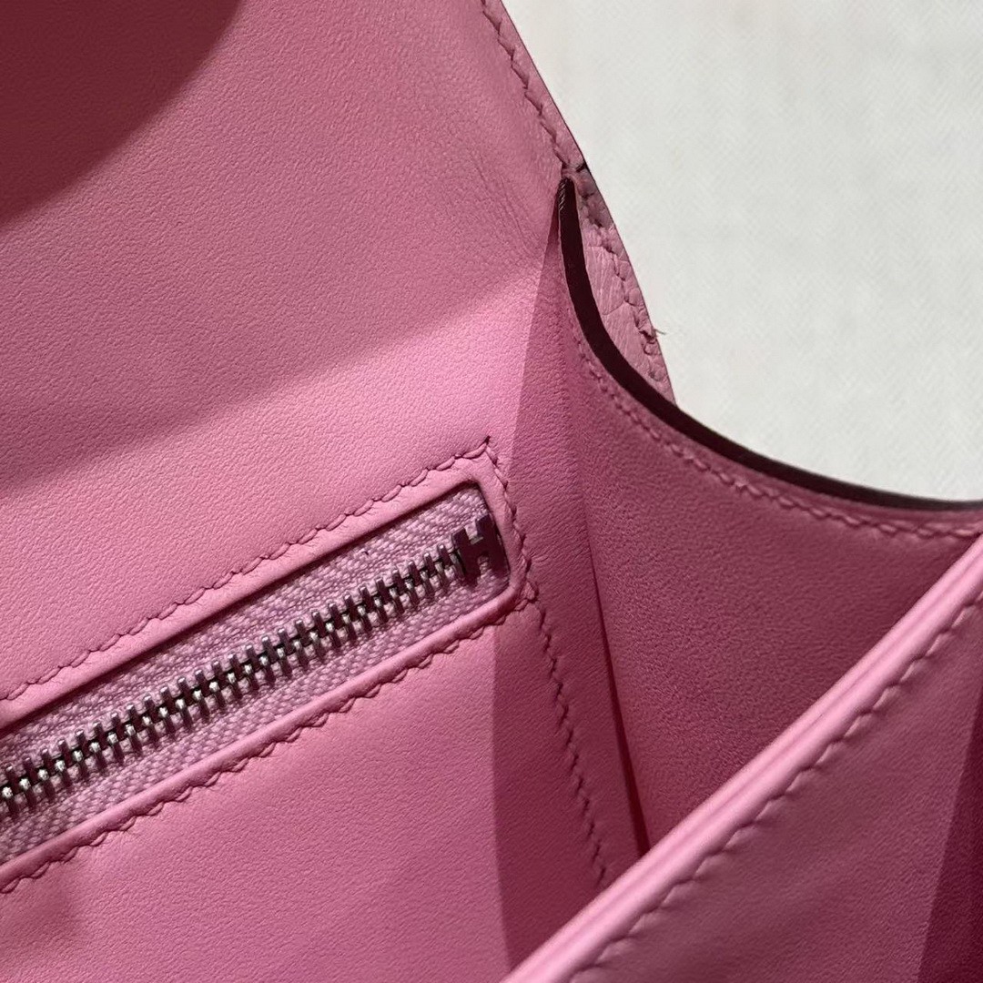 Hermes Constance 24 CM Bag Handmade In KK Ostrich Leather from South Africa Silver Hardware L4 Bubble Gum - Image 7