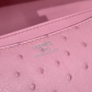 Hermes Constance 24 CM Bag Handmade In KK Ostrich Leather from South Africa Silver Hardware L4 Bubble Gum - Image 4