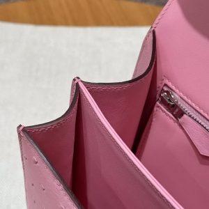 Hermes Constance 24 CM Bag Handmade In KK Ostrich Leather from South Africa Silver Hardware L4 Bubble Gum - Image 3