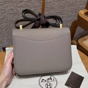 Hermes Constance 24 CM Bag Handmade In Epsom Calfskin Leather Gold Hardware M8 Girs Asphalte - Image 2