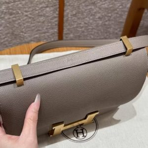 Hermes Constance 24 CM Bag Handmade In Epsom Calfskin Leather Gold Hardware M8 Girs Asphalte - Image 16