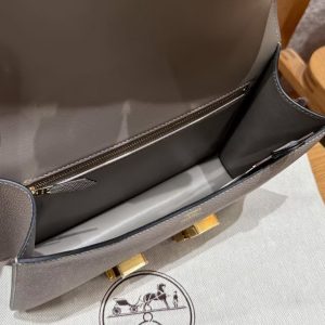 Hermes Constance 24 CM Bag Handmade In Epsom Calfskin Leather Gold Hardware M8 Girs Asphalte - Image 7