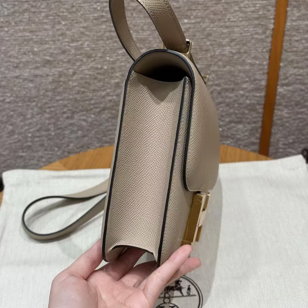 Hermes Constance 24 CM Bag Handmade In Epsom Calfskin Leather Gold Hardware S2 Trench - Image 25