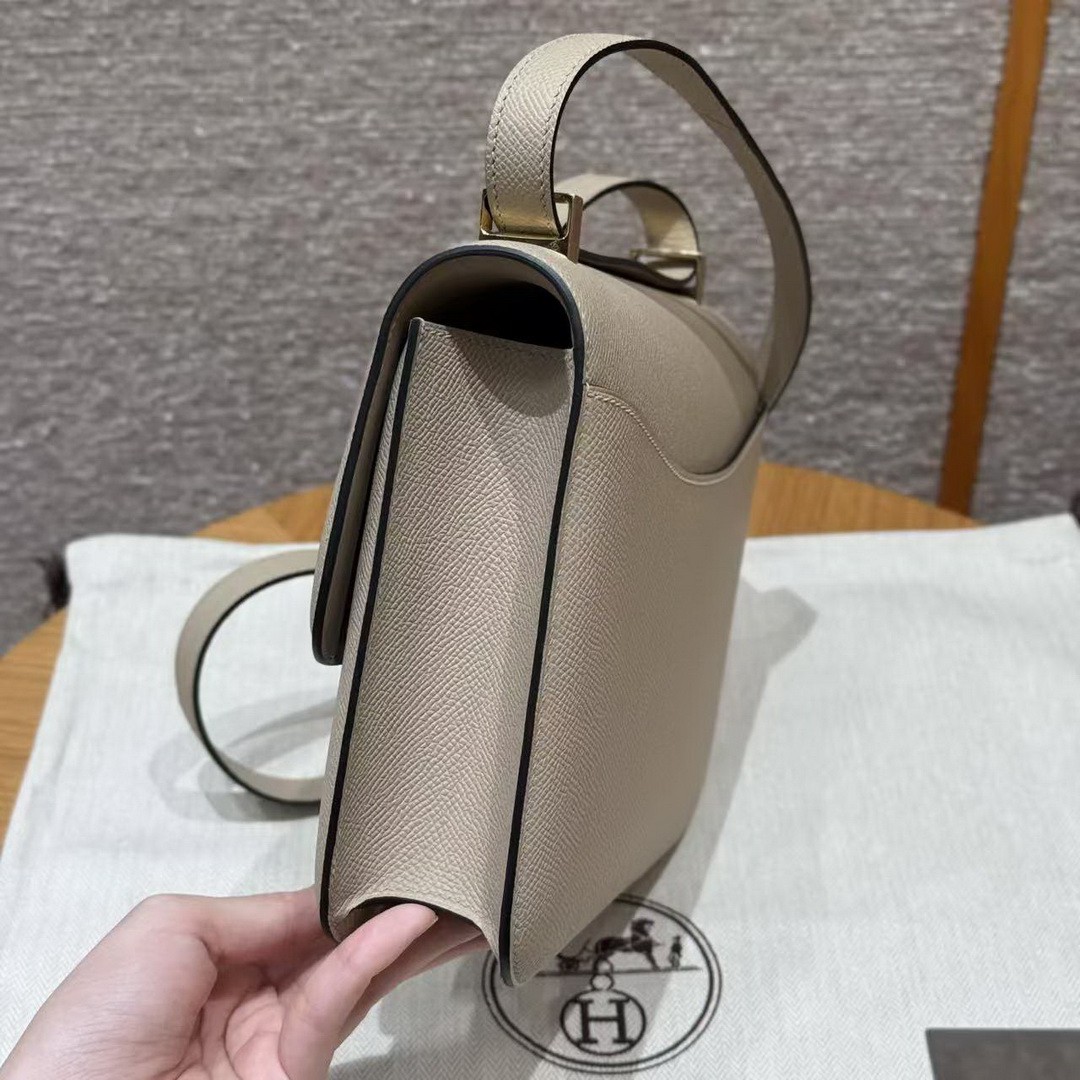 Hermes Constance 24 CM Bag Handmade In Epsom Calfskin Leather Gold Hardware S2 Trench - Image 24