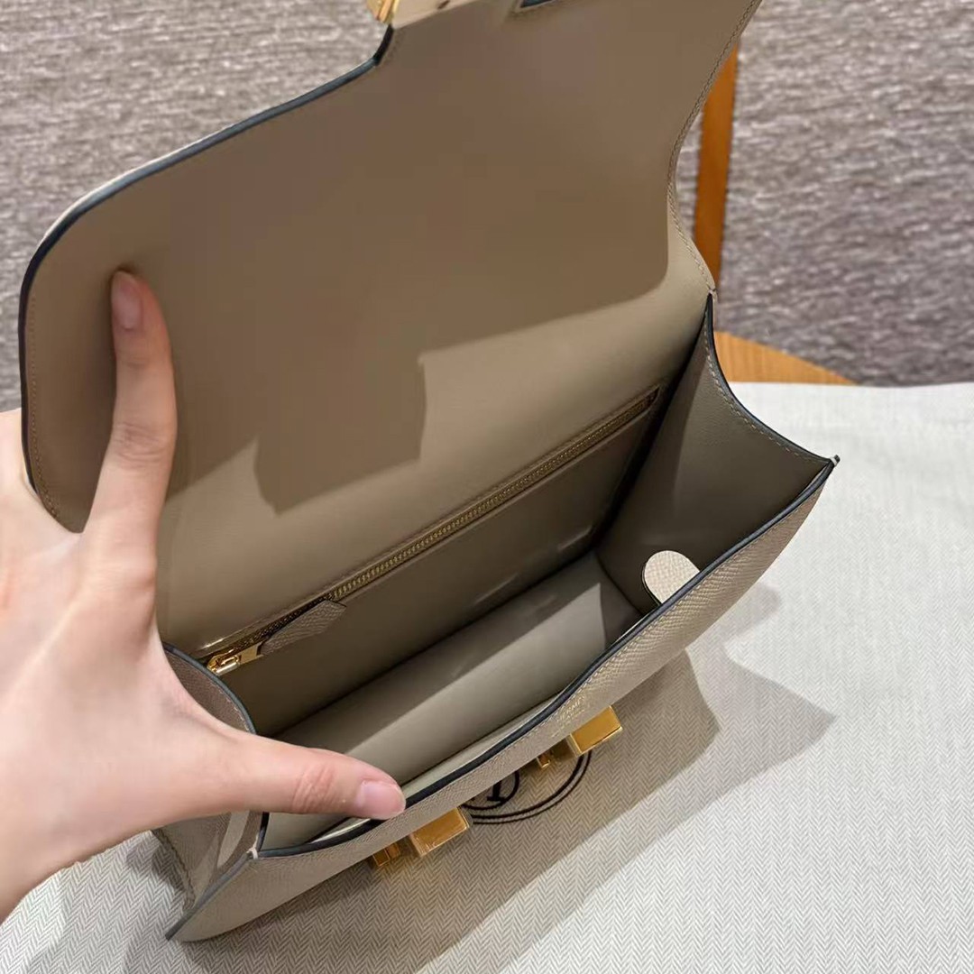 Hermes Constance 24 CM Bag Handmade In Epsom Calfskin Leather Gold Hardware S2 Trench - Image 13
