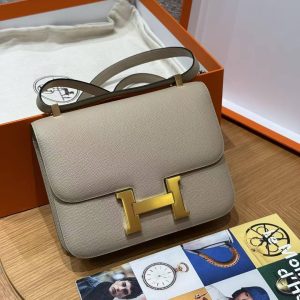 Hermes Constance 24 CM Bag Handmade In Epsom Calfskin Leather Gold Hardware S2 Trench - Image 9