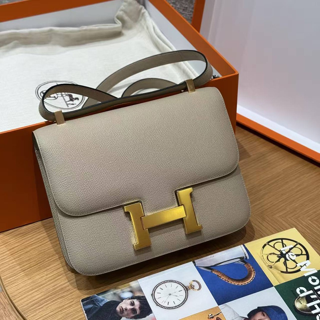 Hermes Constance 24 CM Bag Handmade In Epsom Calfskin Leather Gold Hardware S2 Trench - Image 9