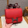 Hermes Constance 24 CM Bag Handmade In Epsom Calfskin Leather Silver Hardware S3 Rouge Coeur
