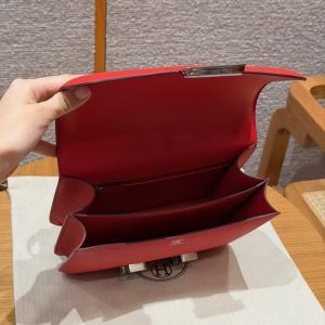 Hermes Constance 24 CM Bag Handmade In Epsom Calfskin Leather Silver Hardware S3 Rouge Coeur - Image 14