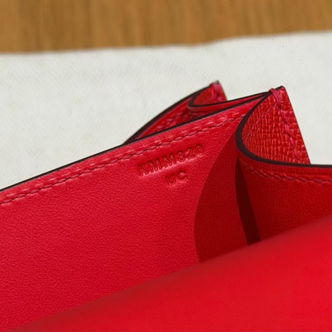 Hermes Constance 24 CM Bag Handmade In Epsom Calfskin Leather Silver Hardware S3 Rouge Coeur - Image 13