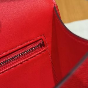 Hermes Constance 24 CM Bag Handmade In Epsom Calfskin Leather Silver Hardware S3 Rouge Coeur - Image 6