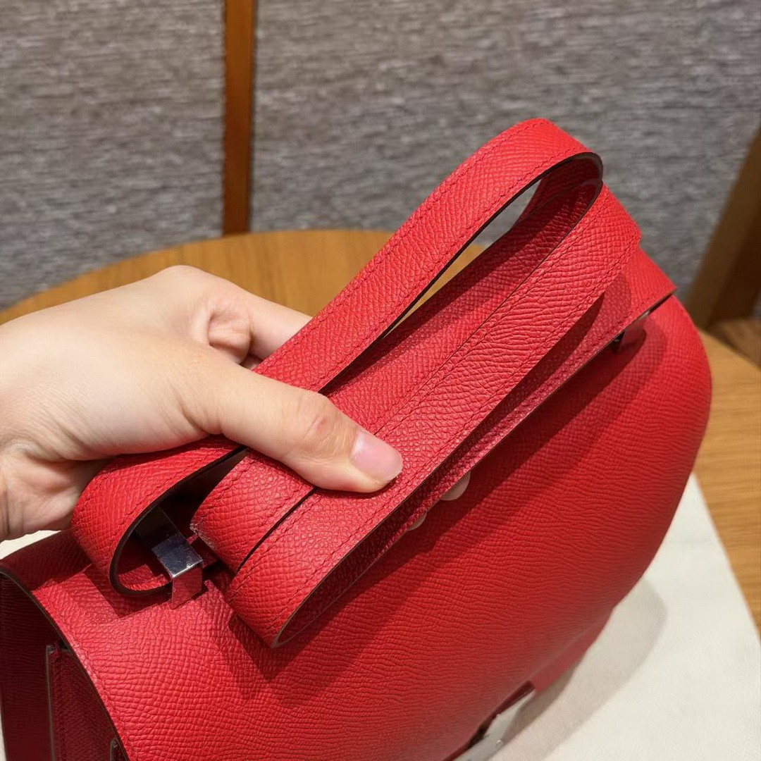Hermes Constance 24 CM Bag Handmade In Epsom Calfskin Leather Silver Hardware S3 Rouge Coeur - Image 5