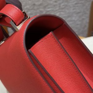 Hermes Constance 24 CM Bag Handmade In Epsom Calfskin Leather Silver Hardware S3 Rouge Coeur - Image 3