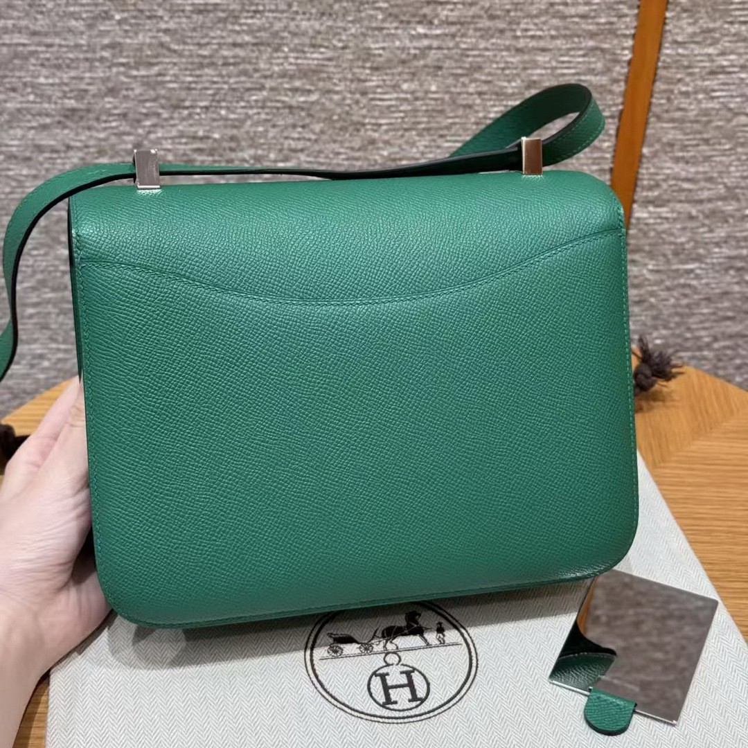 Hermes Constance 24 CM Bag Handmade In Epsom Calfskin Leather Silver Hardware U4 Vert Vertigo - Image 2