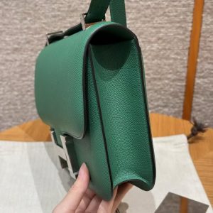 Hermes Constance 24 CM Bag Handmade In Epsom Calfskin Leather Silver Hardware U4 Vert Vertigo - Image 22